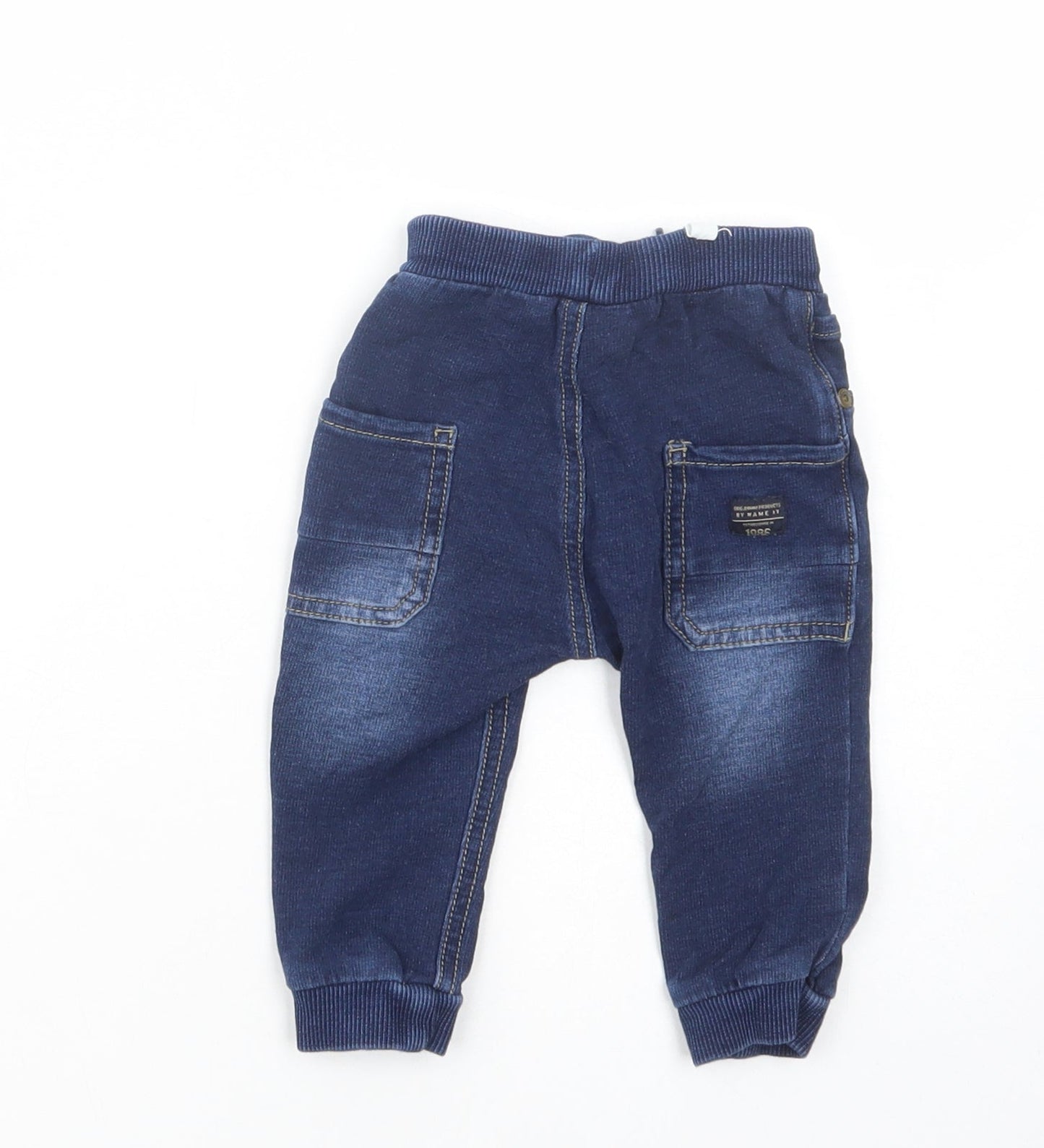 name it Baby Blue  Cotton Jogger Trousers Size 3-6 Months  Drawstring