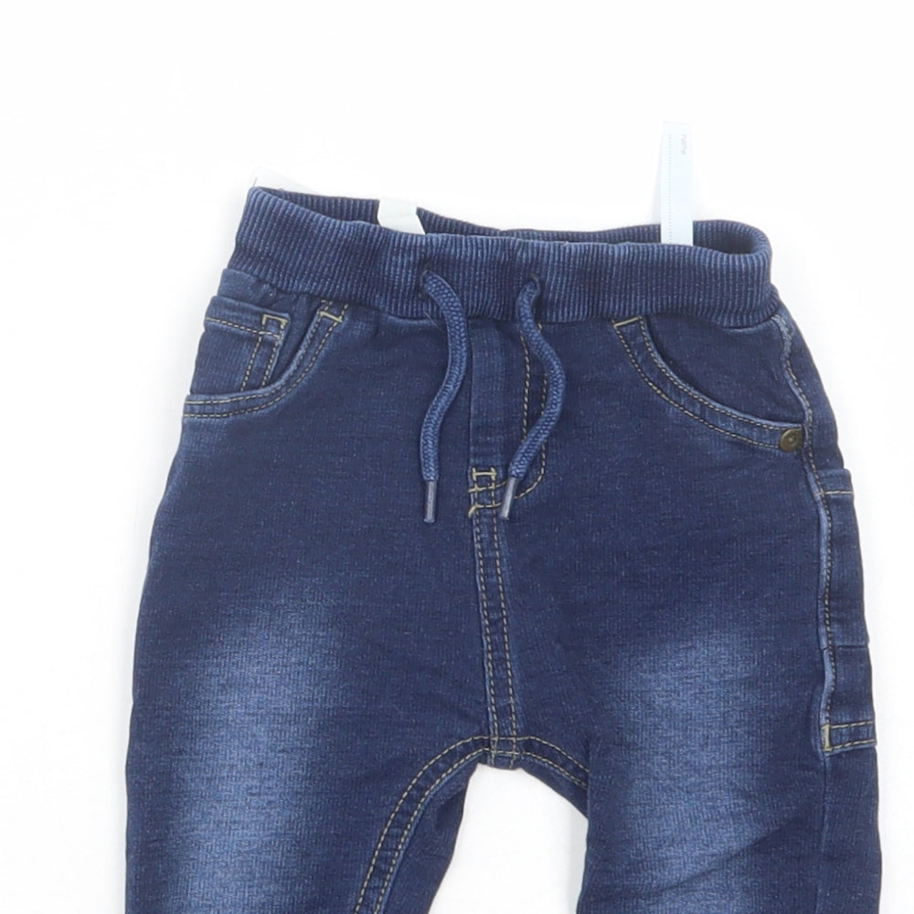 name it Baby Blue  Cotton Jogger Trousers Size 3-6 Months  Drawstring