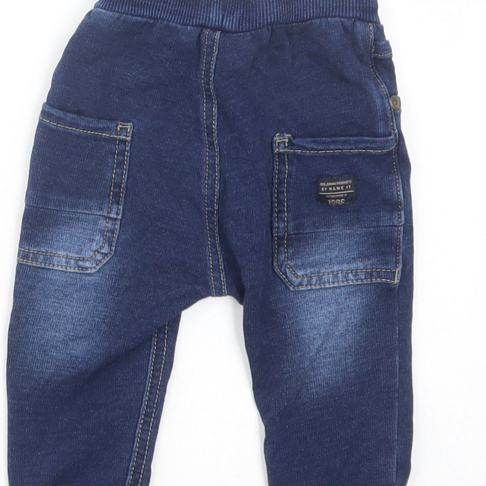 name it Baby Blue  Cotton Jogger Trousers Size 3-6 Months  Drawstring