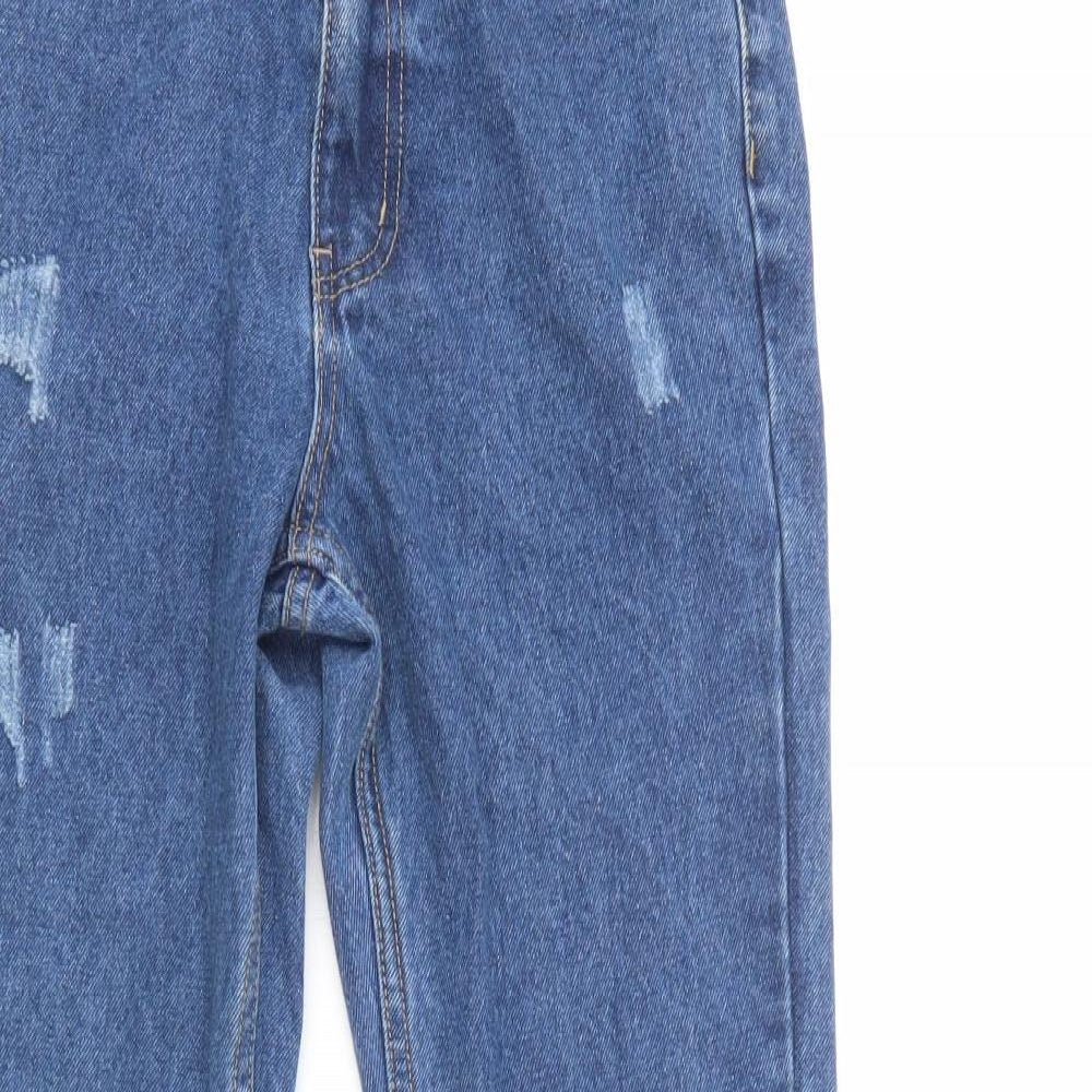 Misspap Womens Blue  Cotton Skinny Jeans Size 8 L31 in Regular Button