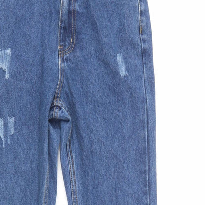 Misspap Womens Blue  Cotton Skinny Jeans Size 8 L31 in Regular Button