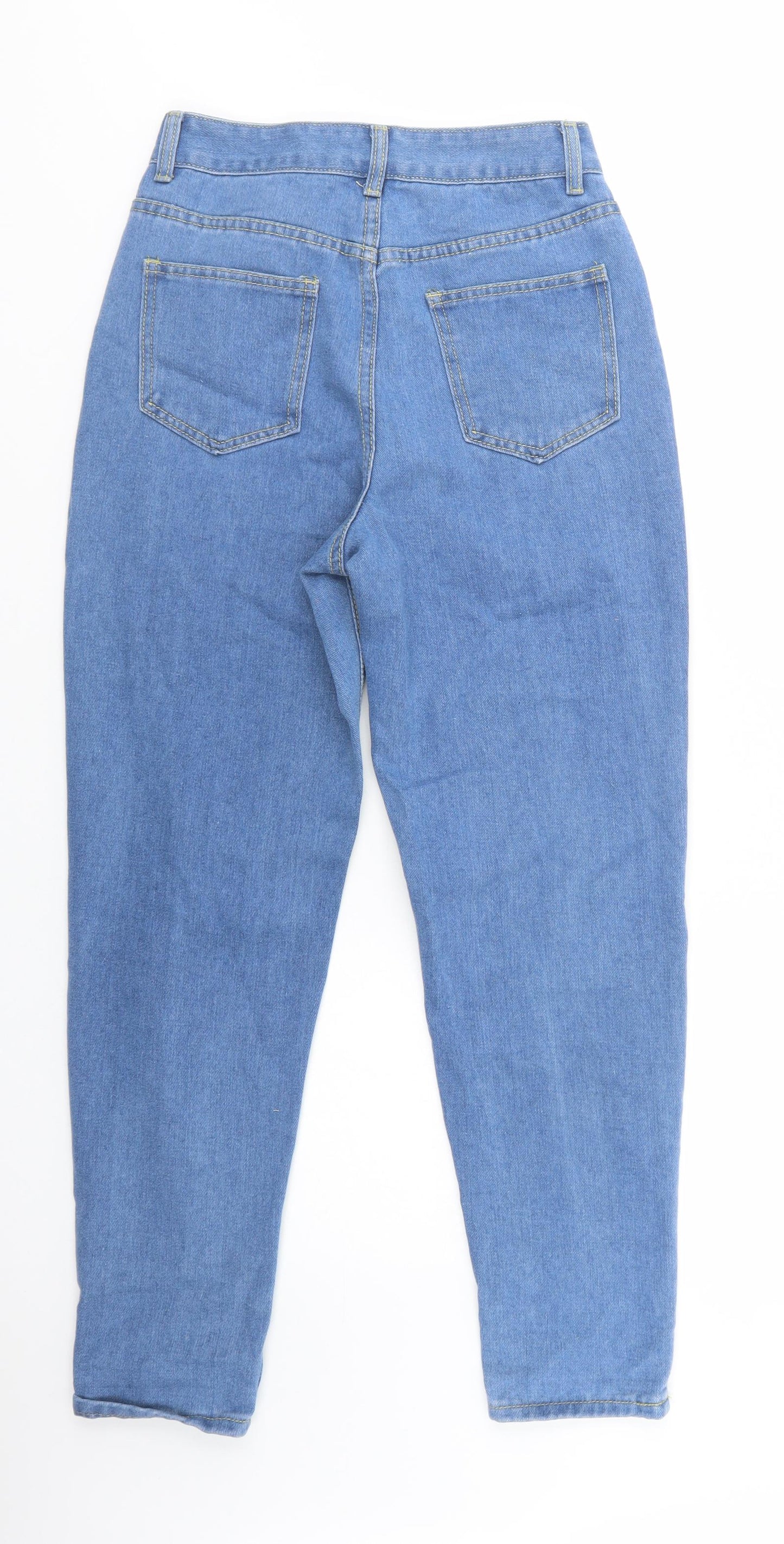 Boohoo Womens Blue  Cotton Mom Jeans Size 6 L30 in Regular Button