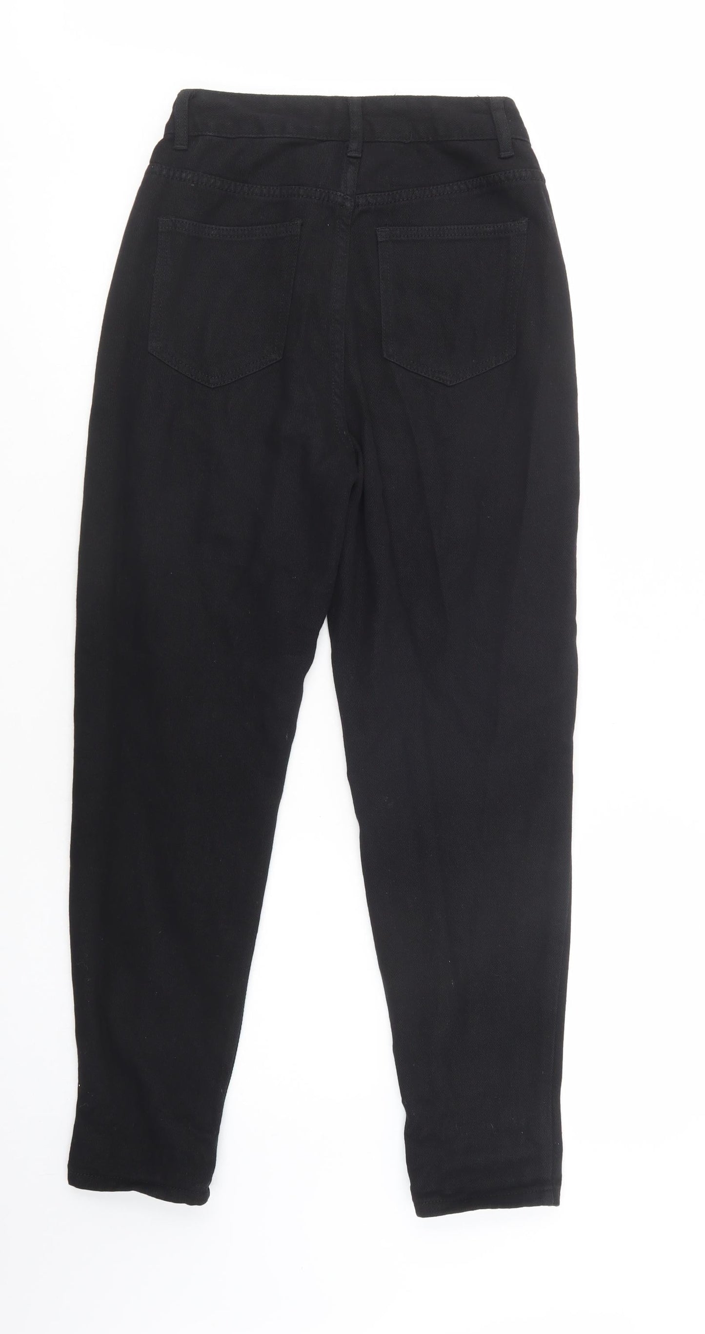 Boohoo Womens Black  Cotton Mom Jeans Size 6 L28 in Regular Button