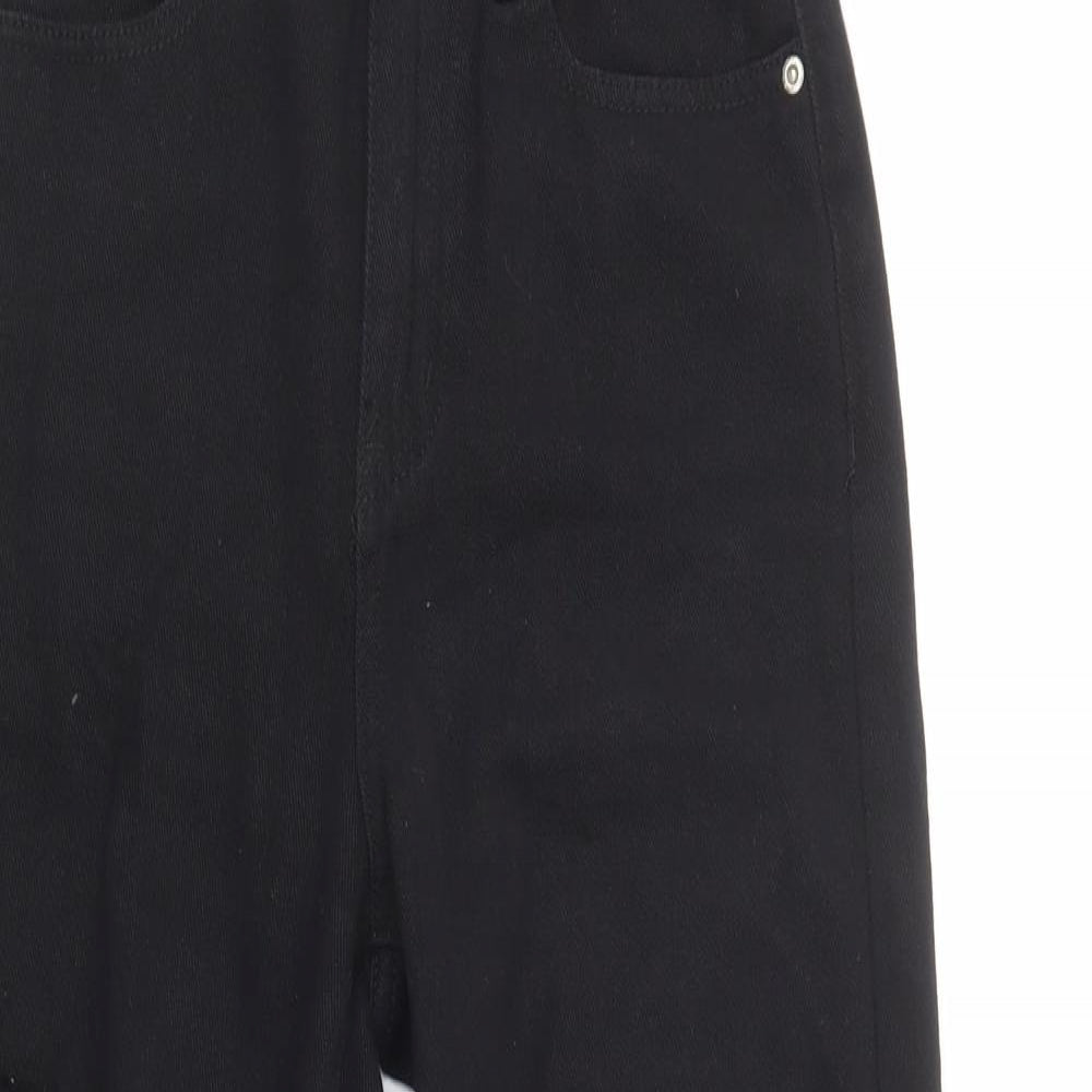 Boohoo Womens Black  Cotton Mom Jeans Size 6 L28 in Regular Button