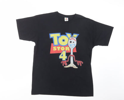 Womens UK Size L Fruit of the Loom Black Basic T-Shirt