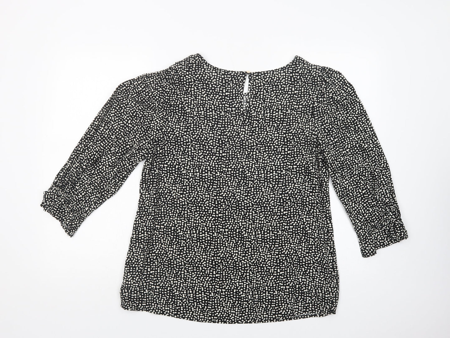 F&F Womens Black Animal Print Viscose Basic Blouse Size 12 Boat Neck