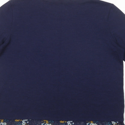 George Womens Blue Crew Neck Floral Polyester Pullover Jumper Size 8