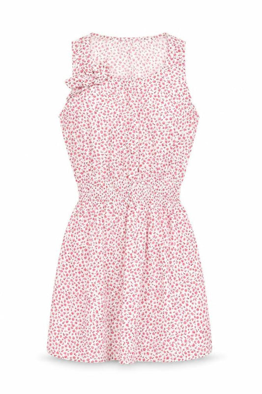 Front view of Couture women’s white floral cotton fit & flare, size UK 10, scoop neck pullover