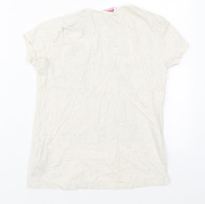 F&F Girls Beige  Cotton Basic T-Shirt Size 9-10 Years Crew Neck Pullover - Trolls