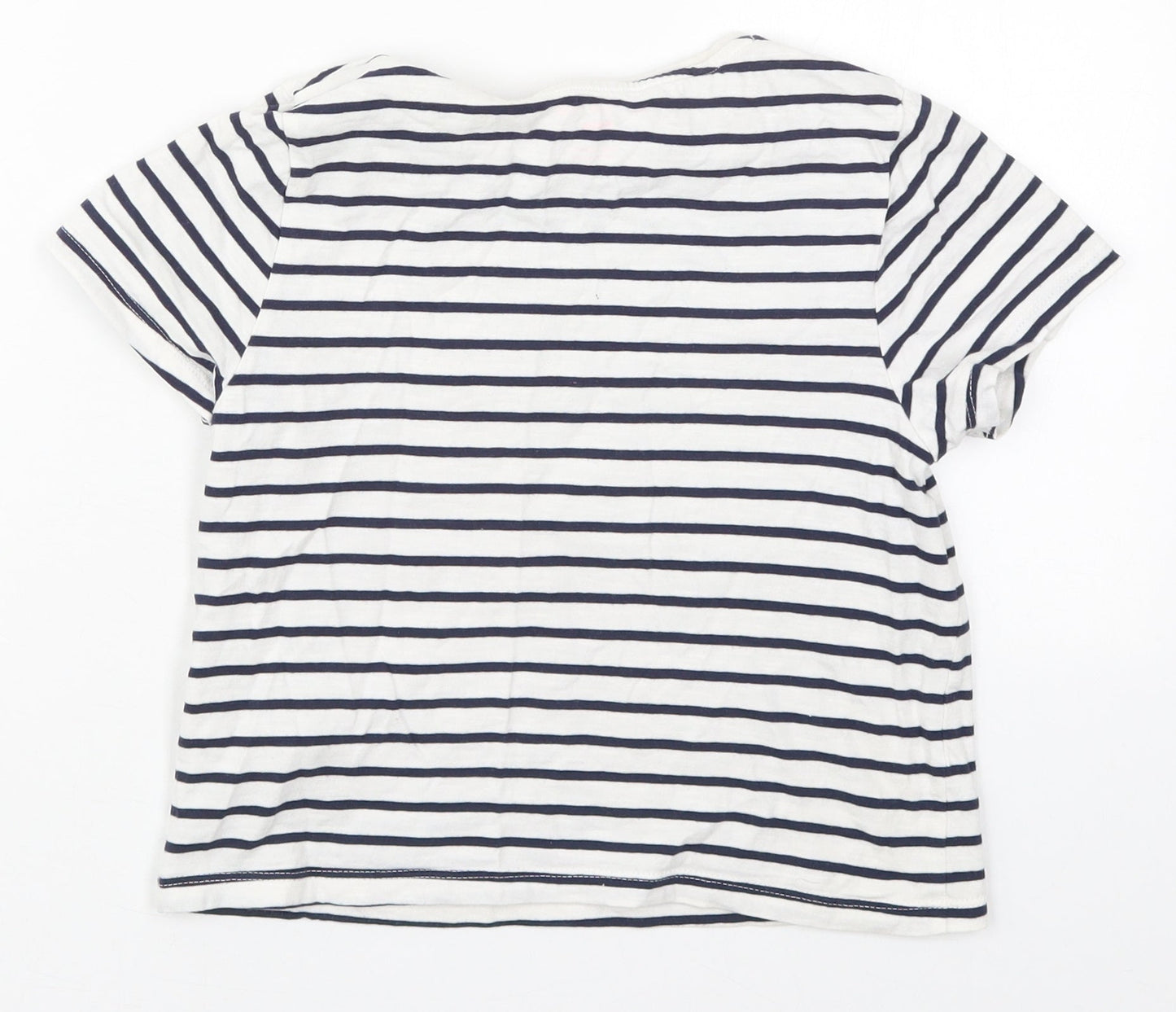 F&F Girls White Striped Cotton Cropped T-Shirt Size 9-10 Years Crew Neck Pullover - Love