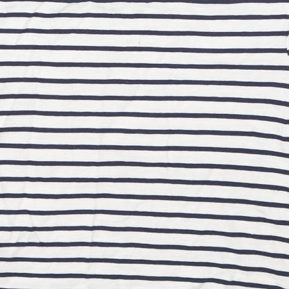 F&F Girls White Striped Cotton Cropped T-Shirt Size 9-10 Years Crew Neck Pullover - Love