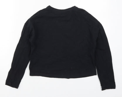 F&F Girls Black  Cotton Cropped T-Shirt Size 9-10 Years Crew Neck Pullover - I'd Rather Be With My Unicorn
