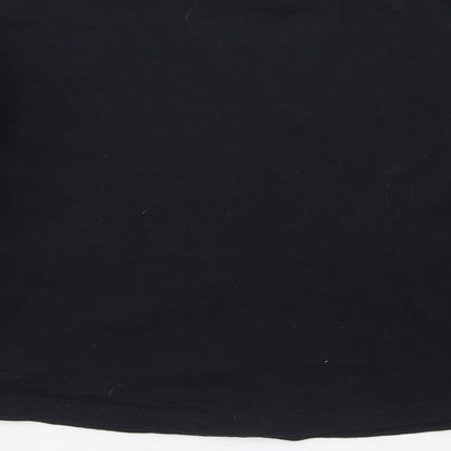 F&F Girls Black  Cotton Cropped T-Shirt Size 9-10 Years Crew Neck Pullover - I'd Rather Be With My Unicorn