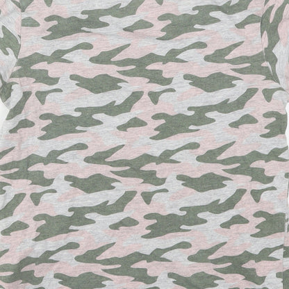 Primark Girls Green Camouflage Cotton Basic T-Shirt Size 8-9 Years Crew Neck Pullover - Be Kind