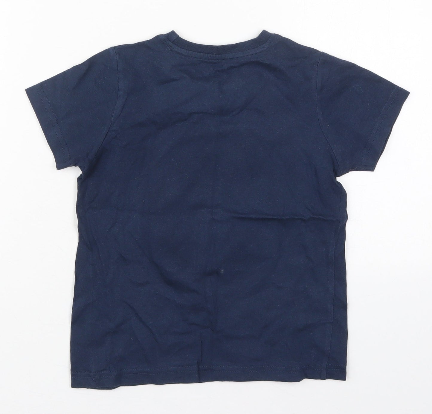 Primark Boys Blue  Cotton Basic T-Shirt Size 4-5 Years Crew Neck Pullover - Brave the Waves