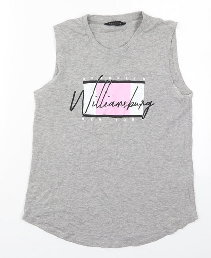 Womens UK Size 6 New Look Grey Basic Tank