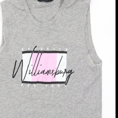 Womens UK Size 6 New Look Grey Basic Tank