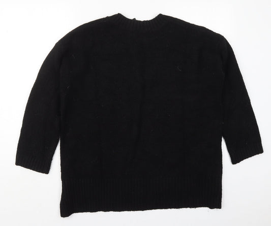 Capsule Womens Black V-Neck  Acrylic Pullover Jumper Size 12