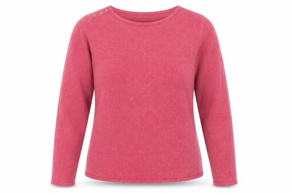 Bonmarché Womens Pink Crew Neck Acrylic Pullover Jumper Size 14