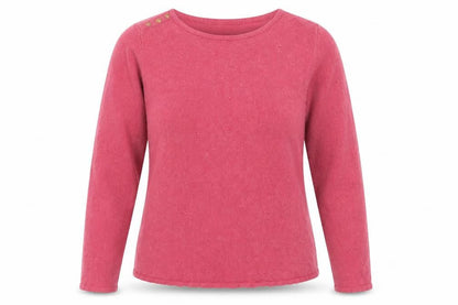 Bonmarché Womens Pink Crew Neck Acrylic Pullover Jumper Size 14