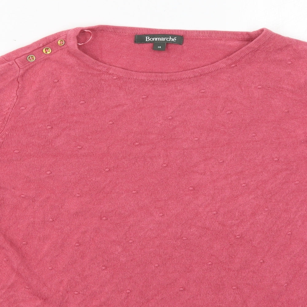 Womens UK Size 14 Bonmarché Pink Pullover Jumper