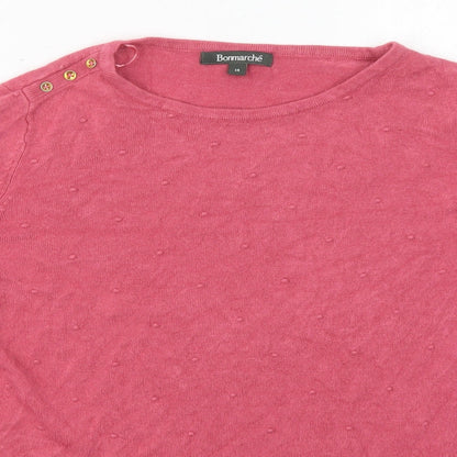 Womens UK Size 14 Bonmarché Pink Pullover Jumper