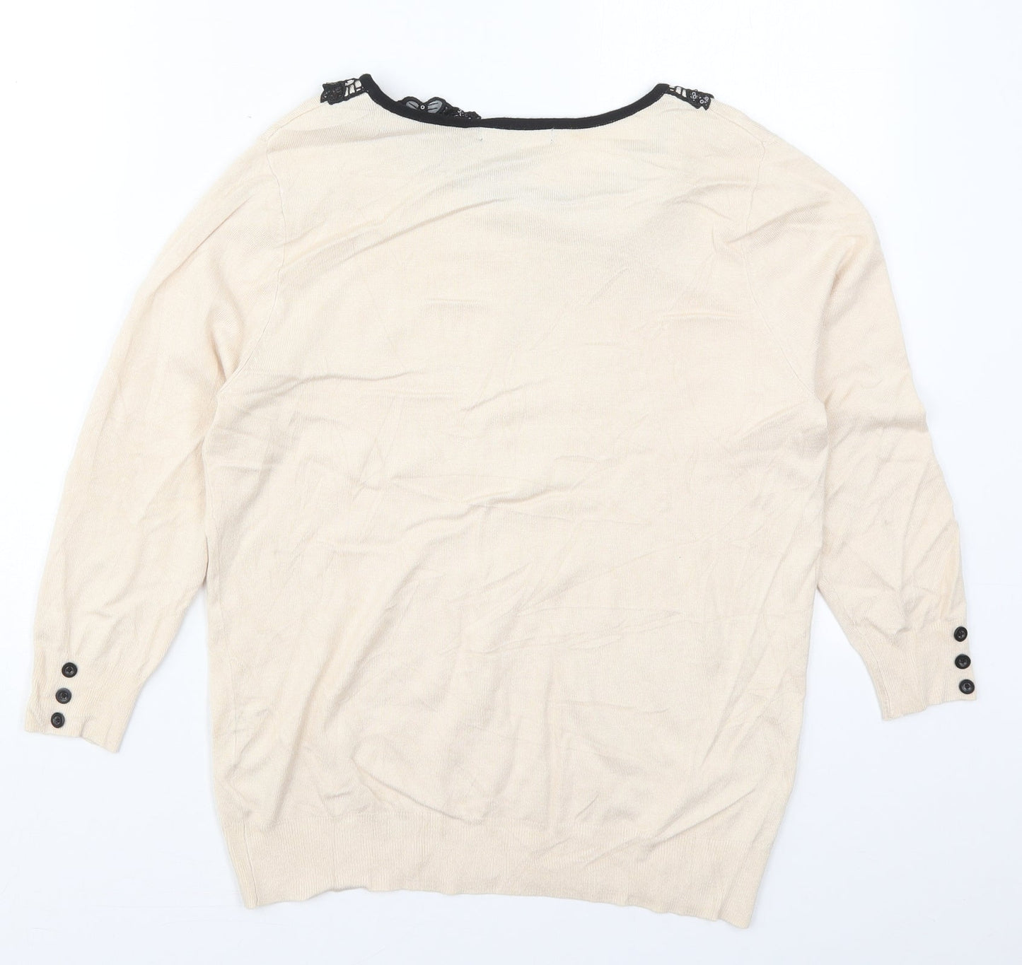 David Emanuel Womens Beige Collared  Viscose Pullover Jumper Size S