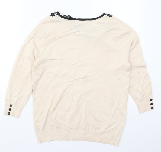 David Emanuel Womens Beige Collared  Viscose Pullover Jumper Size S