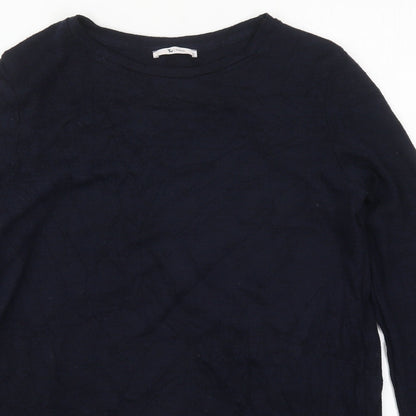 TU Womens Blue Round Neck Check Polyester Pullover Jumper Size 10