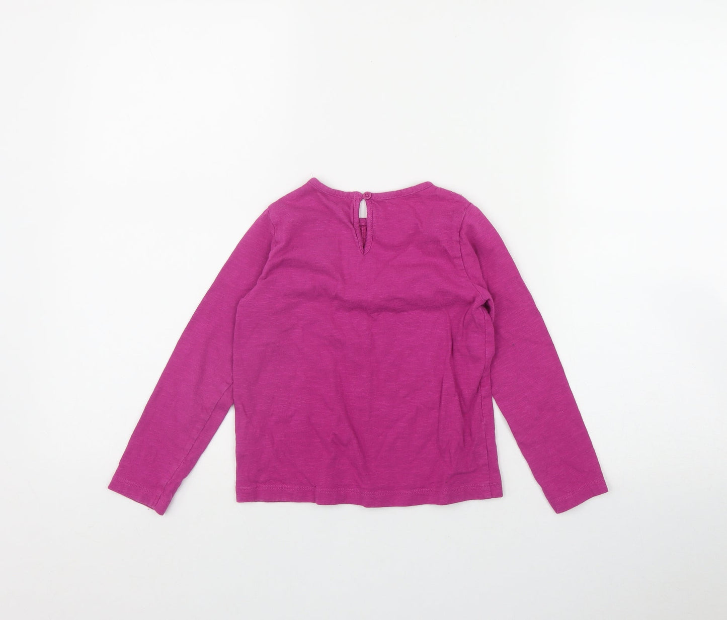Dunnes Stores Girls Pink  Cotton Basic T-Shirt Size 5-6 Years Round Neck Button