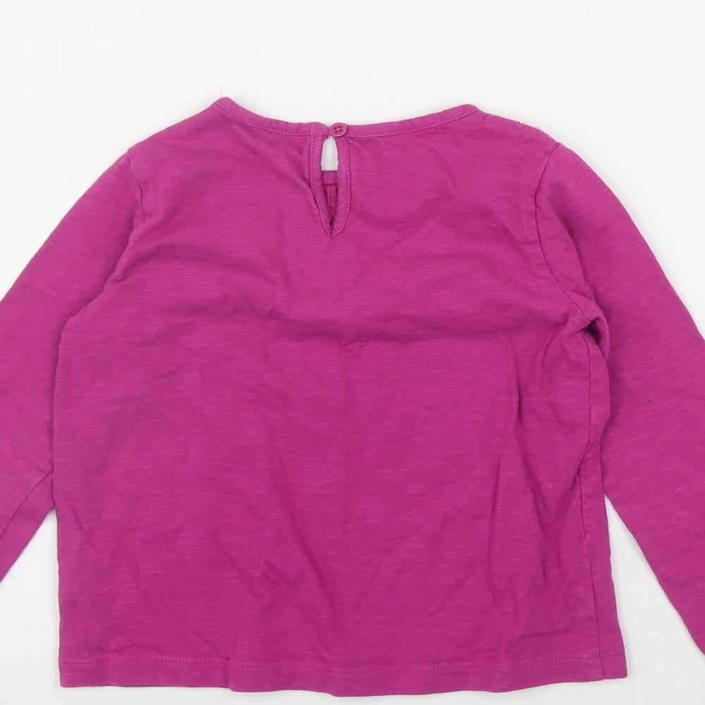 Dunnes Stores Girls Pink  Cotton Basic T-Shirt Size 5-6 Years Round Neck Button