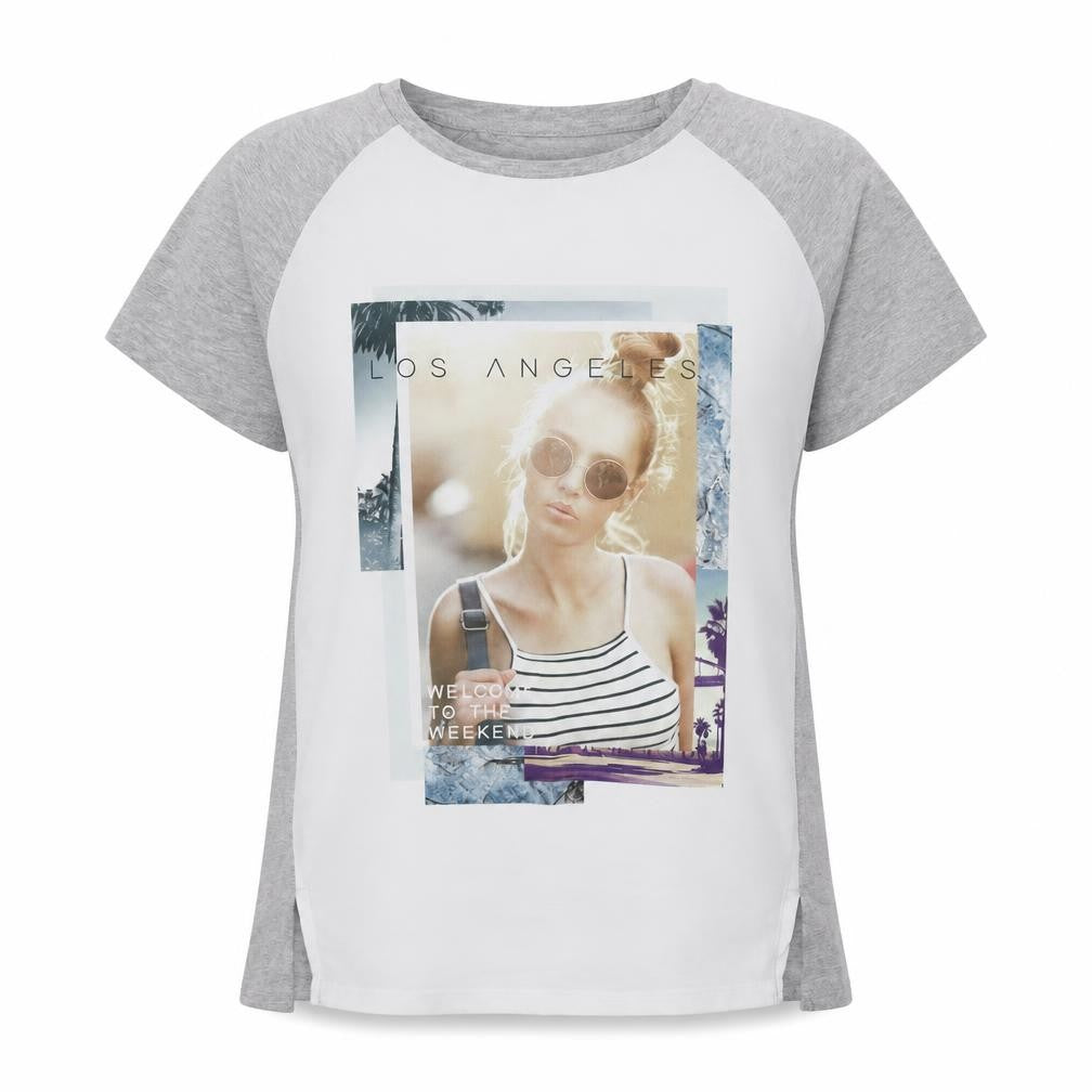 Womens UK Size 4 Atmosphere Grey Basic T-Shirt