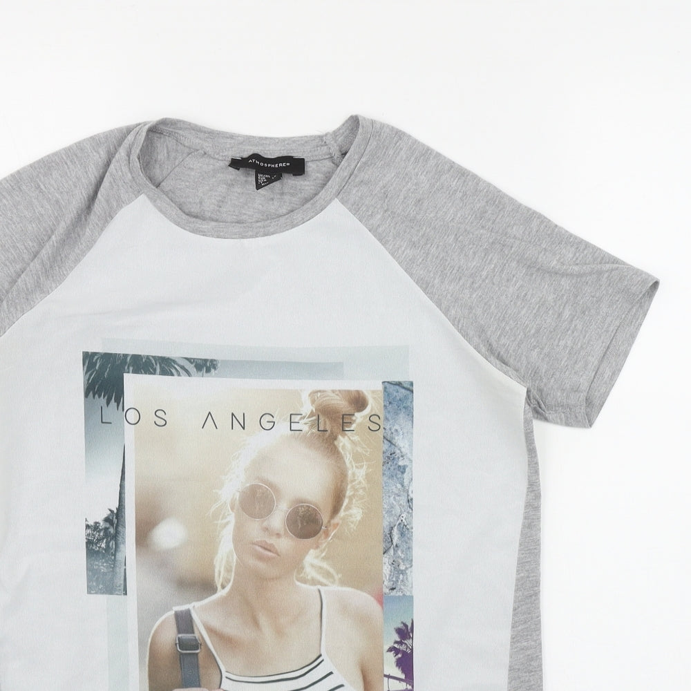 Womens UK Size 4 Atmosphere Grey Basic T-Shirt