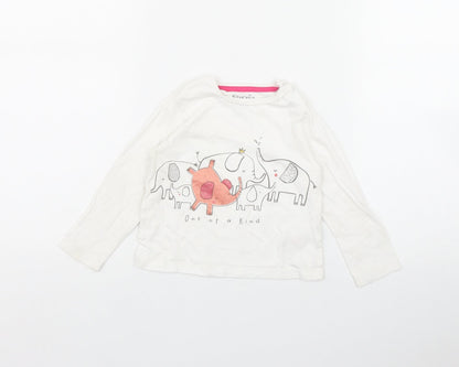 F&F Girls White  Cotton Basic T-Shirt Size 12-18 Months Round Neck Snap - 'One of a kind'
