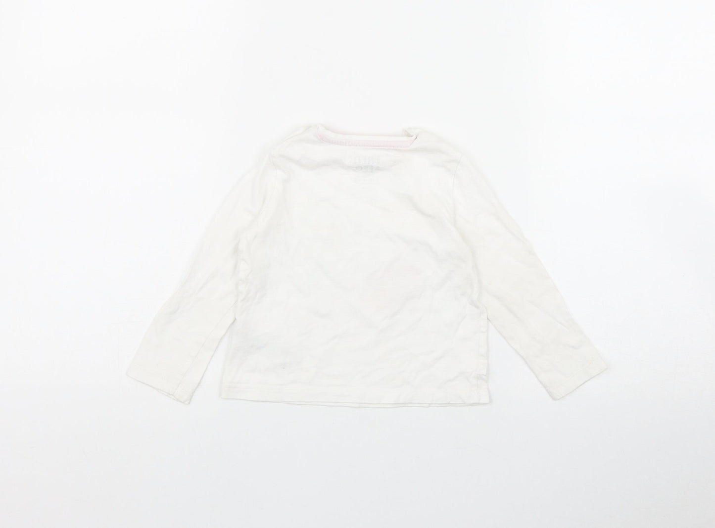 F&F Girls White  Cotton Basic T-Shirt Size 12-18 Months Round Neck Snap - 'One of a kind'
