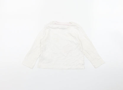 F&F Girls White  Cotton Basic T-Shirt Size 12-18 Months Round Neck Snap - 'One of a kind'