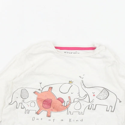 F&F Girls White  Cotton Basic T-Shirt Size 12-18 Months Round Neck Snap - 'One of a kind'