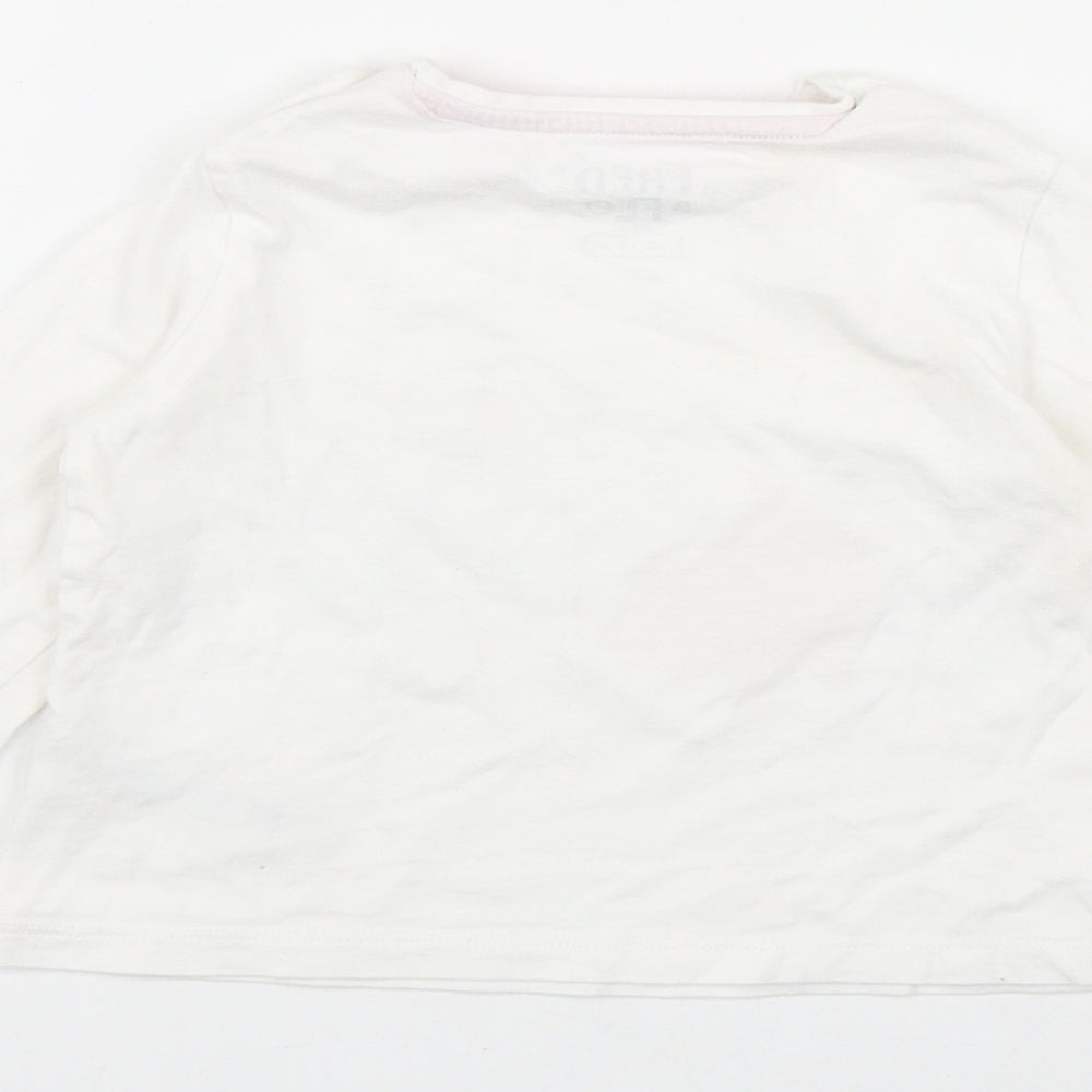 F&F Girls White  Cotton Basic T-Shirt Size 12-18 Months Round Neck Snap - 'One of a kind'