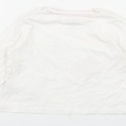 F&F Girls White  Cotton Basic T-Shirt Size 12-18 Months Round Neck Snap - 'One of a kind'