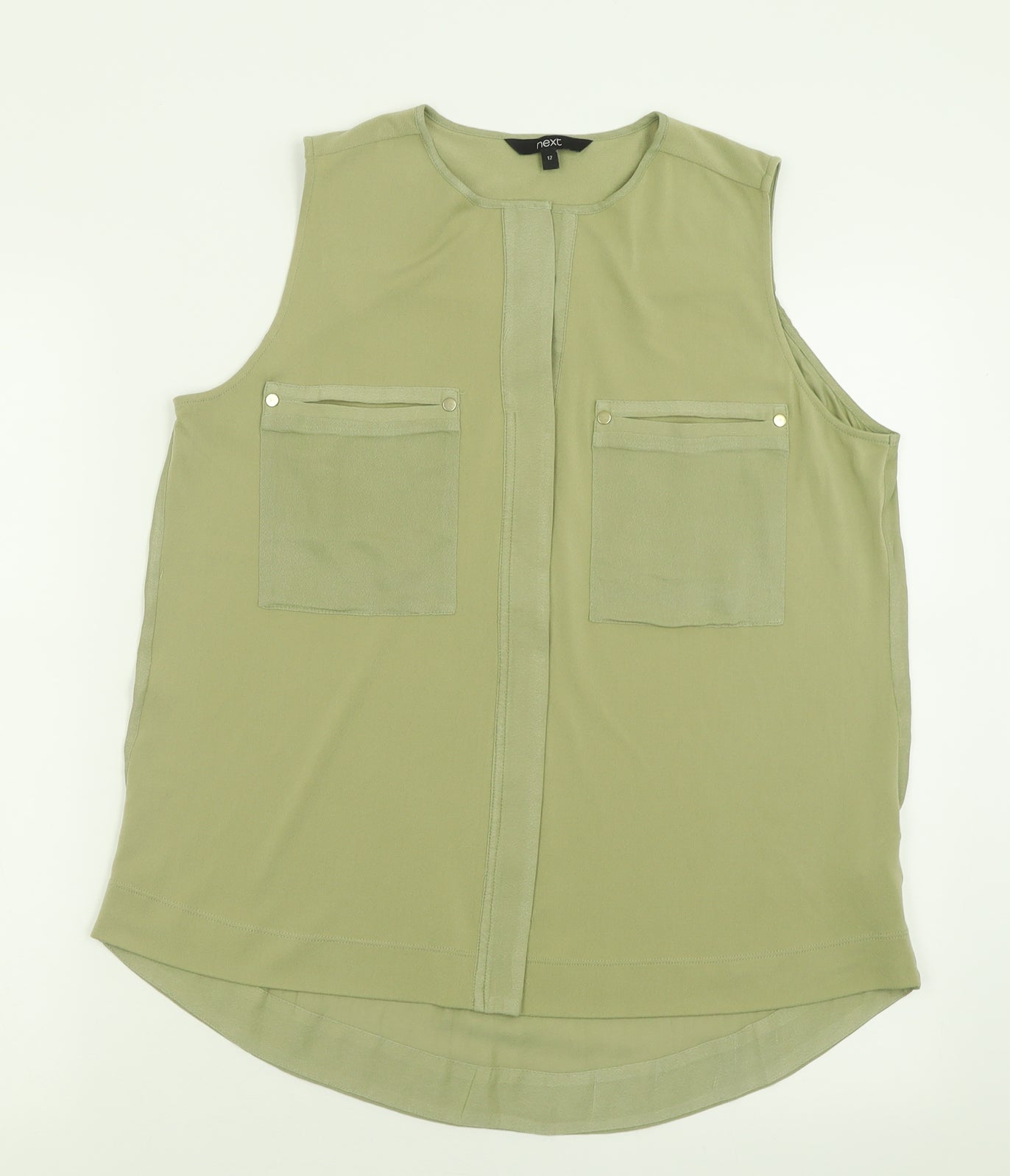 nxct Womens Green  Polyester Basic Tank Size 12 V-Neck