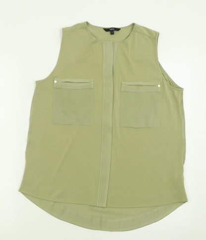 nxct Womens Green  Polyester Basic Tank Size 12 V-Neck
