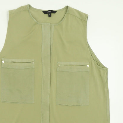 nxct Womens Green  Polyester Basic Tank Size 12 V-Neck