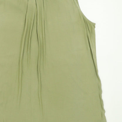 nxct Womens Green  Polyester Basic Tank Size 12 V-Neck