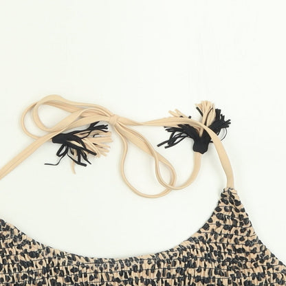 Matalan Womens Brown Animal Print Polyester Cropped Tank Size 12 Scoop Neck