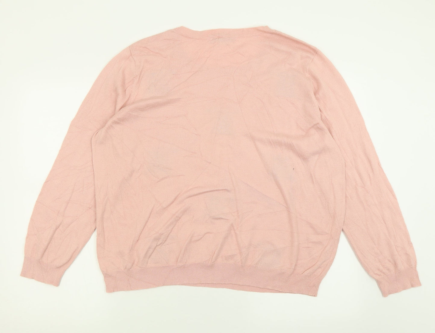 George Womens Pink Crew Neck Geometric Acrylic Pullover Jumper Size 22