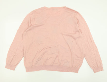 George Womens Pink Crew Neck Geometric Acrylic Pullover Jumper Size 22