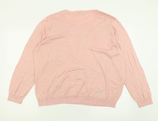 George Womens Pink Crew Neck Geometric Acrylic Pullover Jumper Size 22