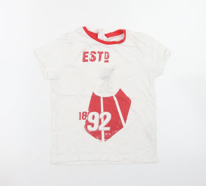 Primark Boys White  Cotton Basic T-Shirt Size 5-6 Years Crew Neck  - Liverpool FC