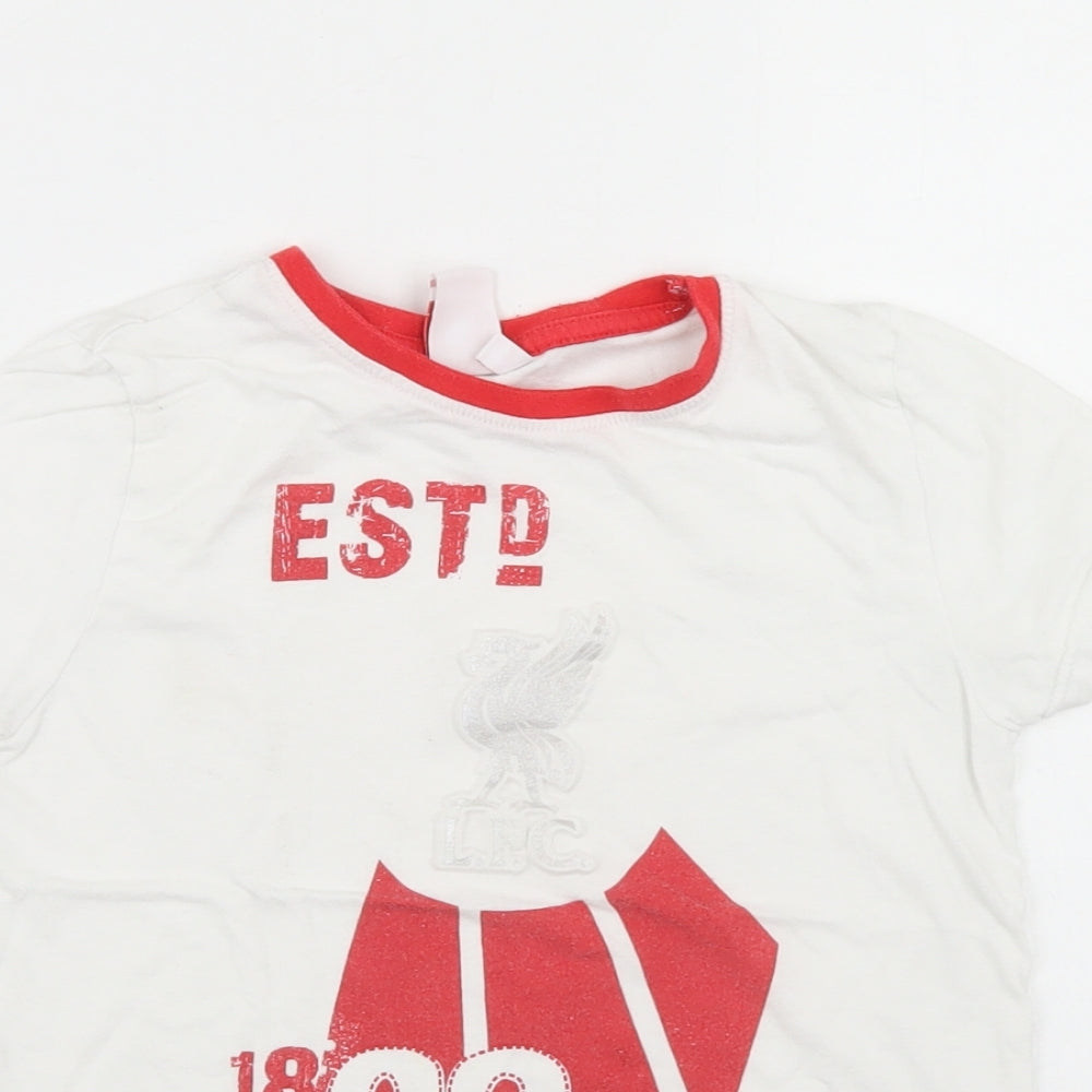 Primark Boys White  Cotton Basic T-Shirt Size 5-6 Years Crew Neck  - Liverpool FC