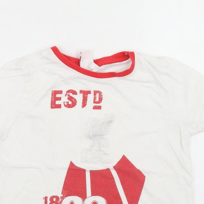 Primark Boys White  Cotton Basic T-Shirt Size 5-6 Years Crew Neck  - Liverpool FC